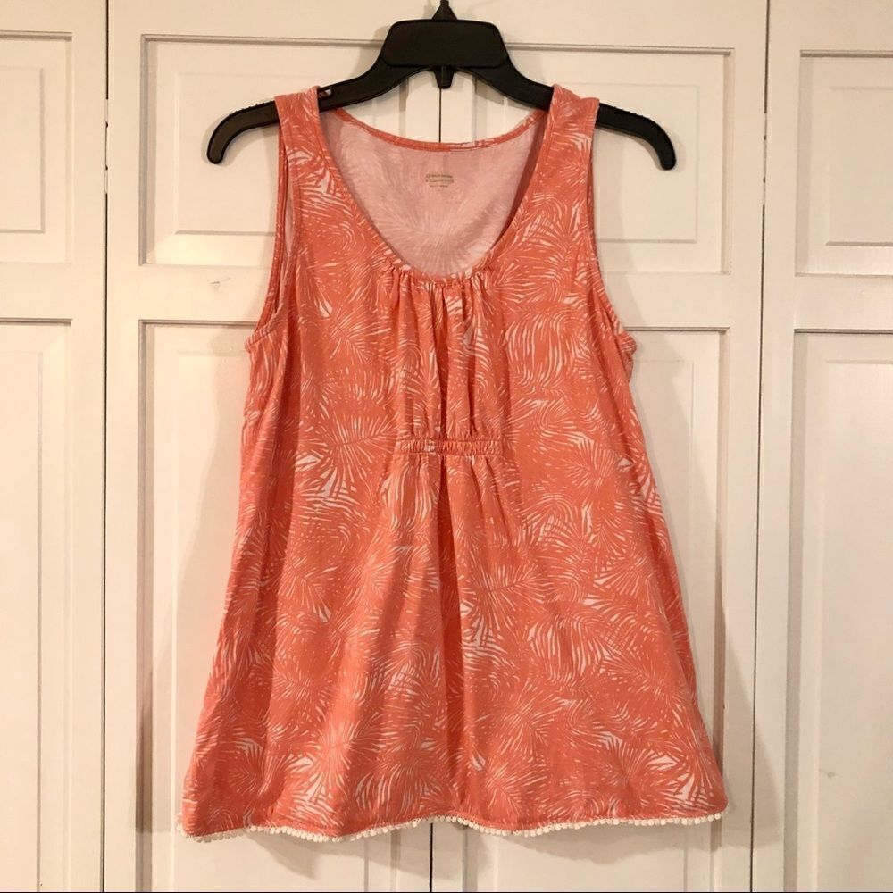 SALE Garnet hill orange palm tank or sleep tank cotton size medium